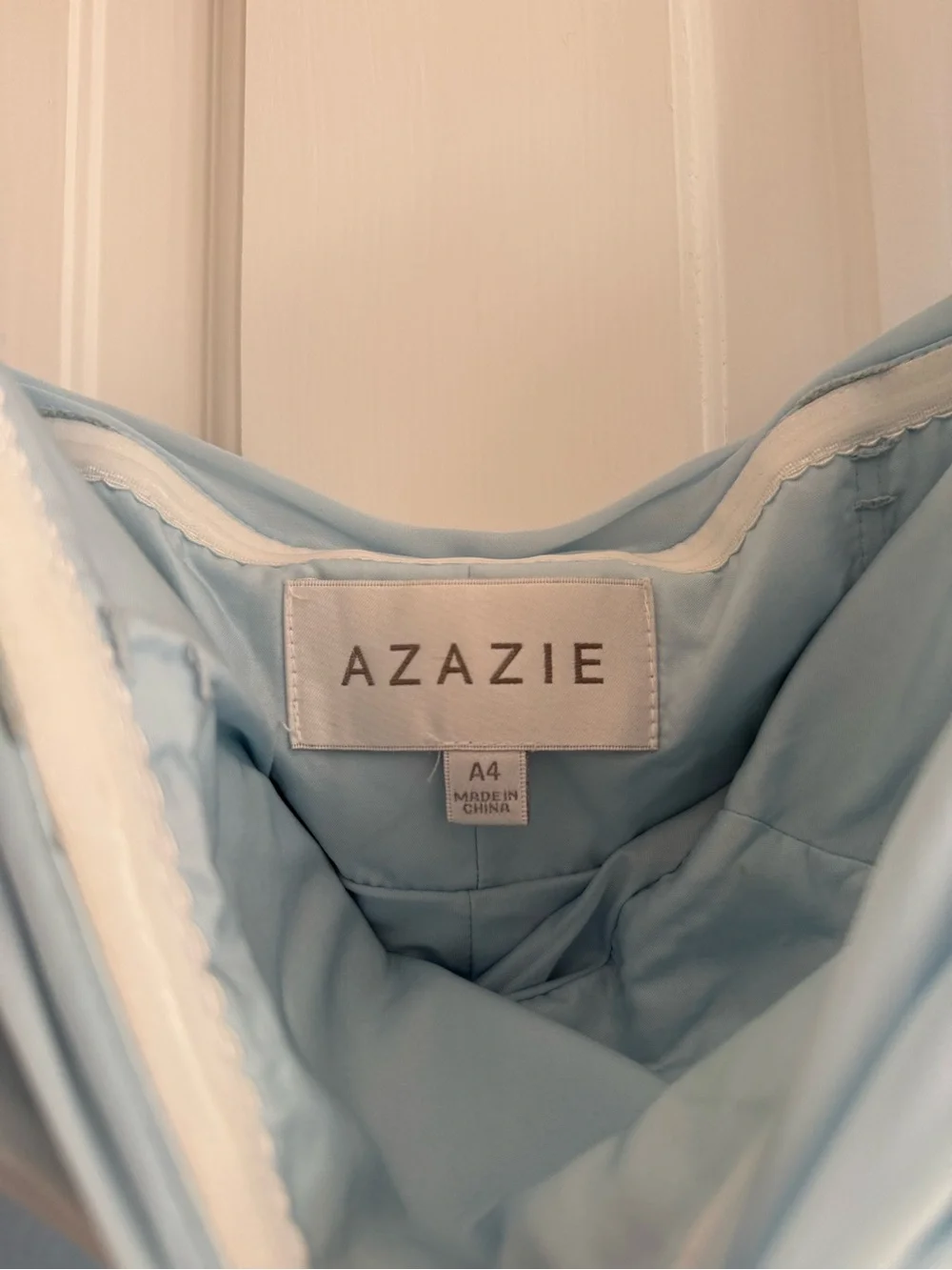 Azazie Light Blue One-Shoulder Evening Gown - Picture 4 of 5